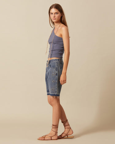SHORT DENIM STARS STUDS