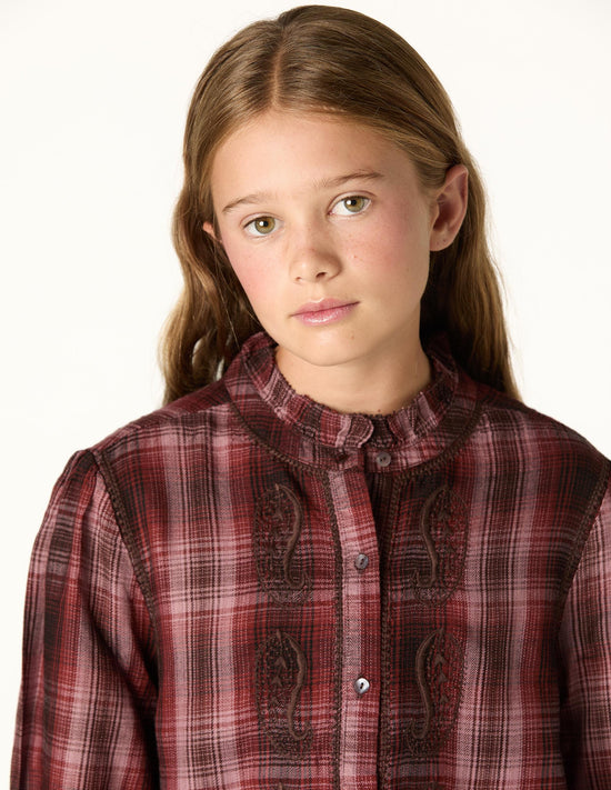 CAMISA BORDADO CUADRO MORA