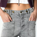 LIGHT GREY DENIM BUTTON WAISTBAND