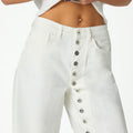 WHITE DENIM BUTTON TROUSERS