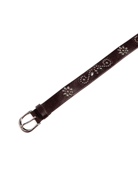 BURGUNDY STUDDED BELT