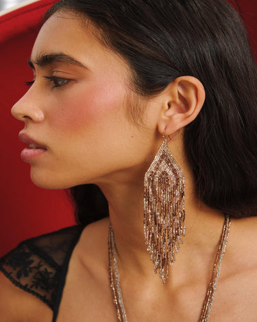 BROWN GOLD BEAD EARRING