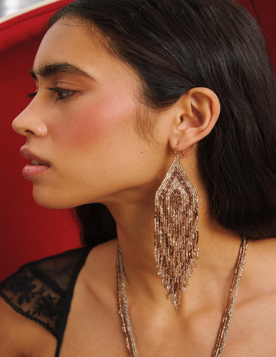 BROWN GOLD BEAD EARRING