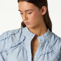 BLUE STRIPED PERKINS COLLAR SHIRT