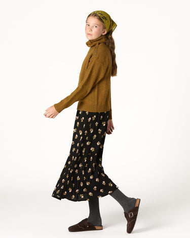 ANTHRACITE FLOWER RUFFLED SKIRT