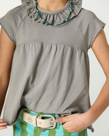 CAMISETA CUELLO VOLANTE GREY