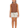 Short frunce raya marrón