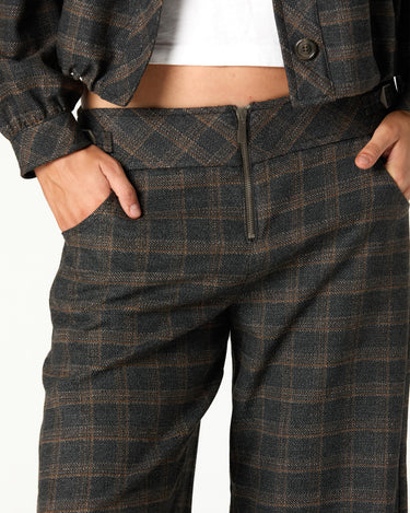 PANTALON CUADRO TRABILLA MARRÓN