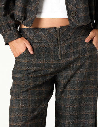 PANTALON CUADRO TRABILLA MARRÓN