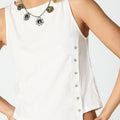 DIAGONAL BUTTON-UP T-SHIRT WHITE