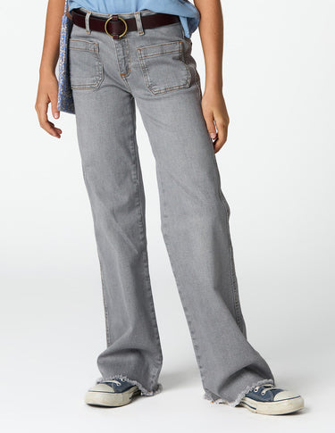Gray denim pocket trousers