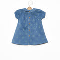 Bicolor blue Indian flower smocked Peter Pan collar dress