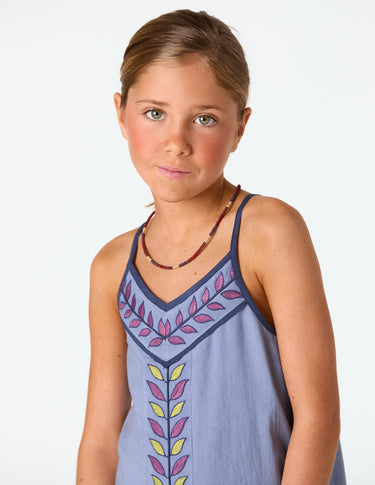 EMBROIDERED LEAVES DRESS