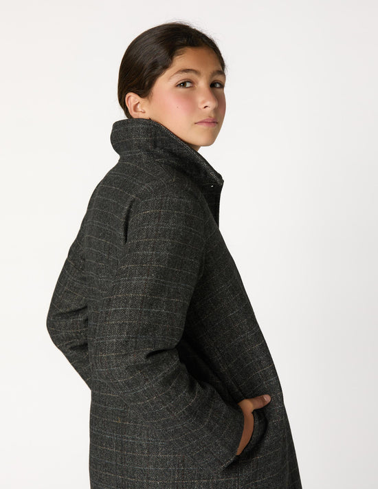 ABRIGO CUELLO PICO CUADRO GREY