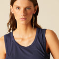 NAVY BLUE RUFFLED STRAP T-SHIRT