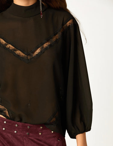 BLACK LACE SHIRT