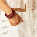STUDDED STRAP TROUSERS WHITE