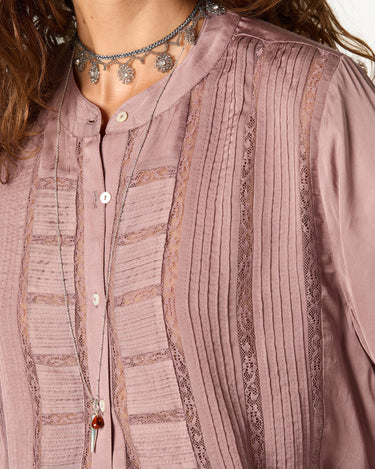 SMOKE LACE AND DRAWSTRING SHIRT
