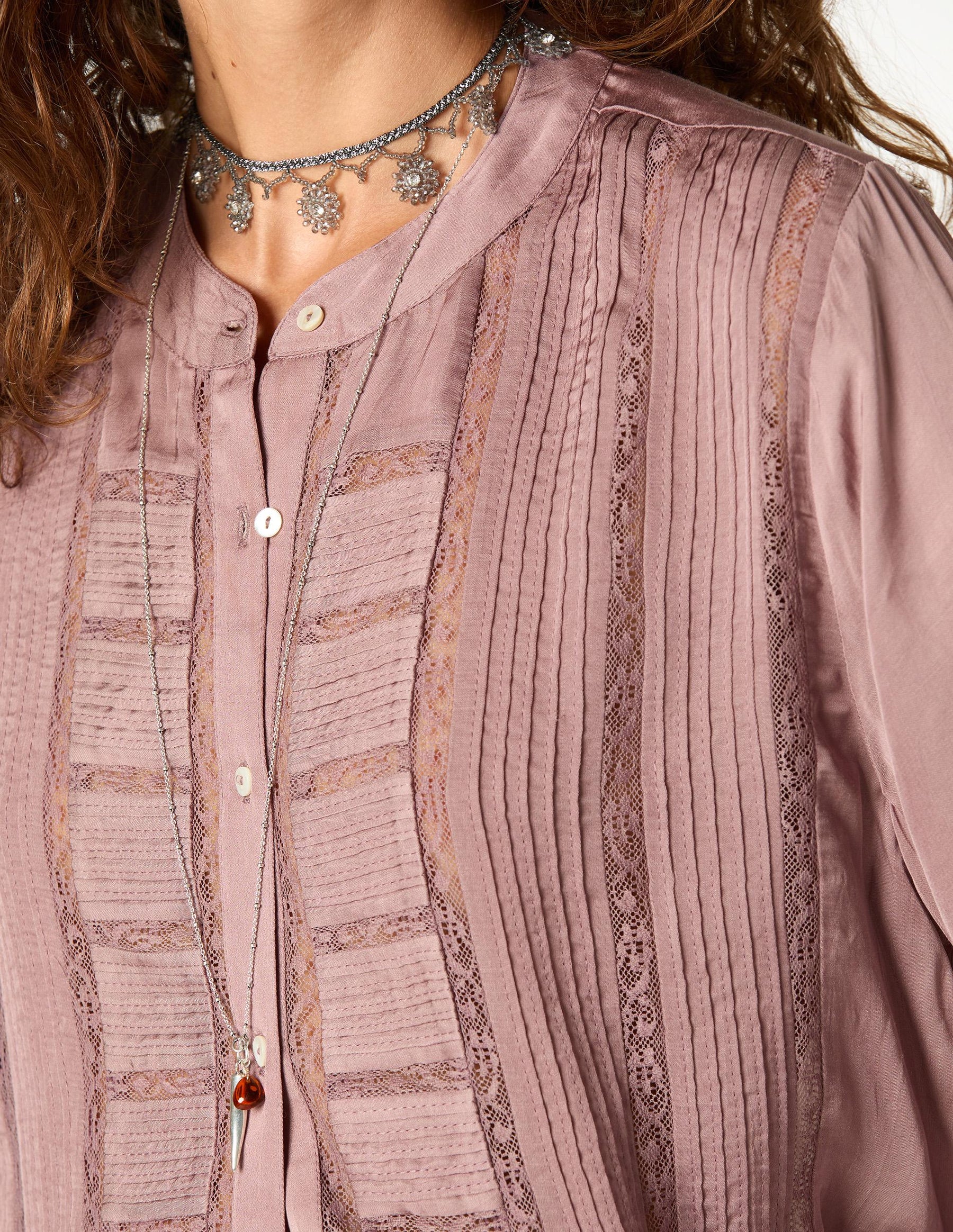 SMOKE LACE AND DRAWSTRING SHIRT