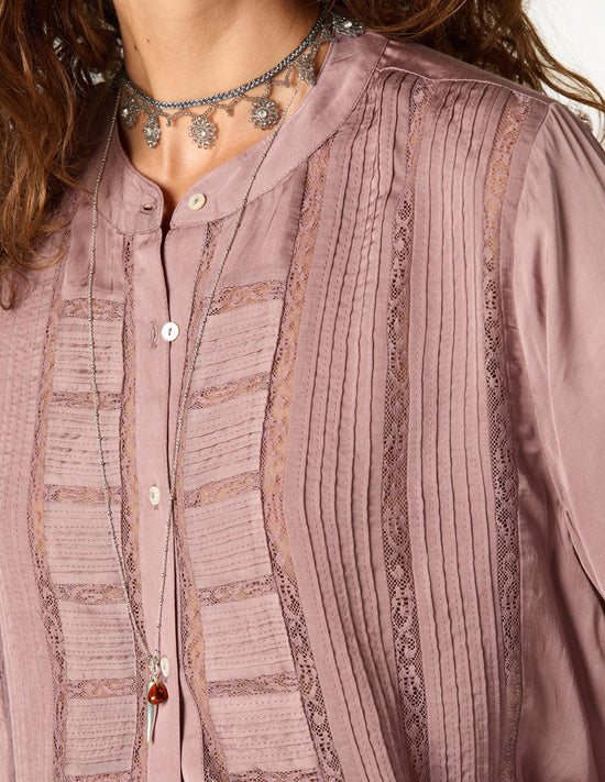 SMOKE LACE AND DRAWSTRING SHIRT