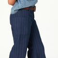 BLUE STRIPED DENIM TROUSERS