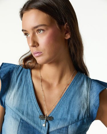 BLUE DENIM PATCHWORK TOP