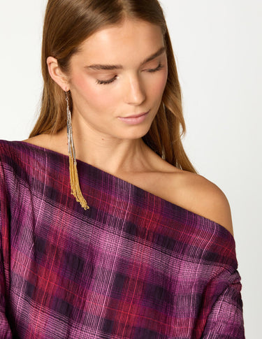 TOP ASIMETRICO CUADROS PLUM