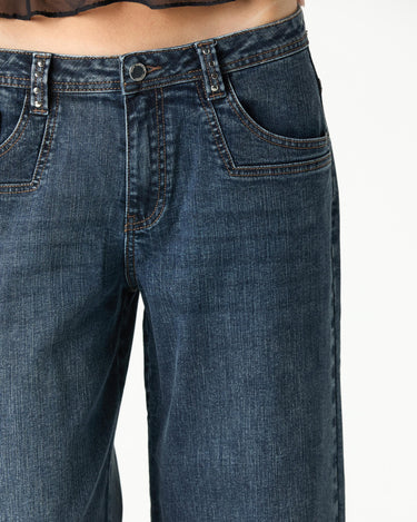 DENIM STUD BELT LOOP BLUE