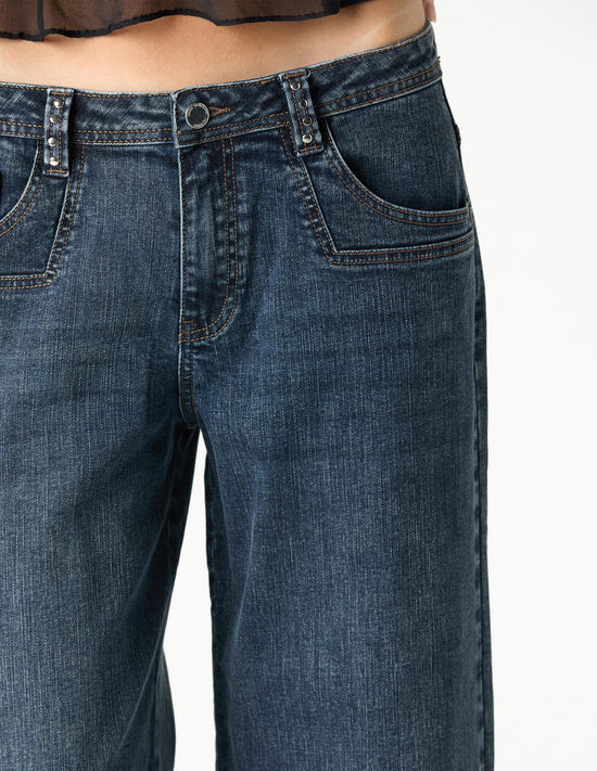 DENIM STUD BELT LOOP BLUE
