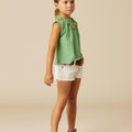 GATHERED NECK T-SHIRT GREEN