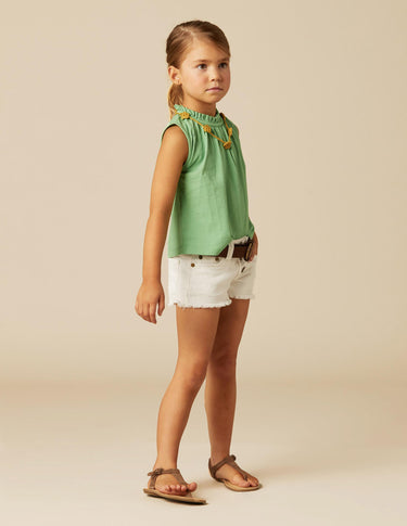 GATHERED NECK T-SHIRT GREEN