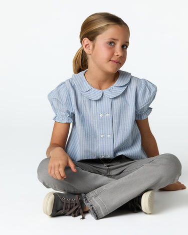 DOUBLE COLLAR SHIRT BLUE STRIPE