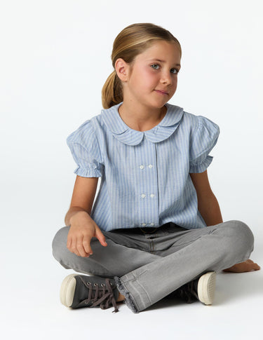 DOUBLE COLLAR SHIRT BLUE STRIPE