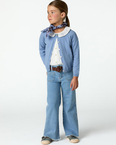 KNITTED JACKET WITH BUTTONS ANILINE BLUE