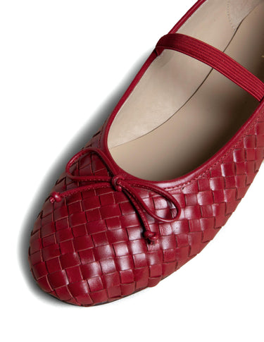 BRAIDED CHERRY-RED BALLET FLATS