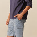 BLUE STRIPED CARGO SHORTS