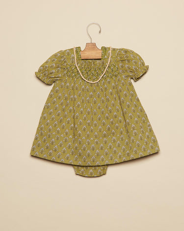 GREEN LEAF BUTI DRESS