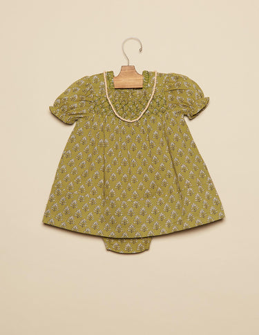 GREEN LEAF BUTI DRESS