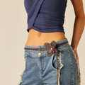 BLUE DOUBLE WAISTBAND TROUSERS