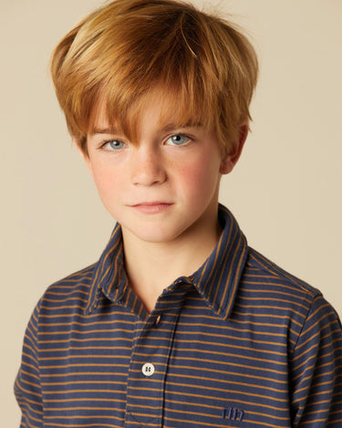 BLUE POLO BROWN STRIPE