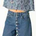 BUTTON-UP BLUE DENIM PANTS