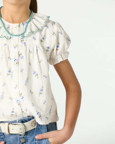 PRINT FLOWER BLUE SHIRT