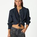 SHORT FRINGED DENIM ANTHRACITE
