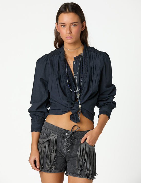 SHORT FRINGED DENIM ANTHRACITE