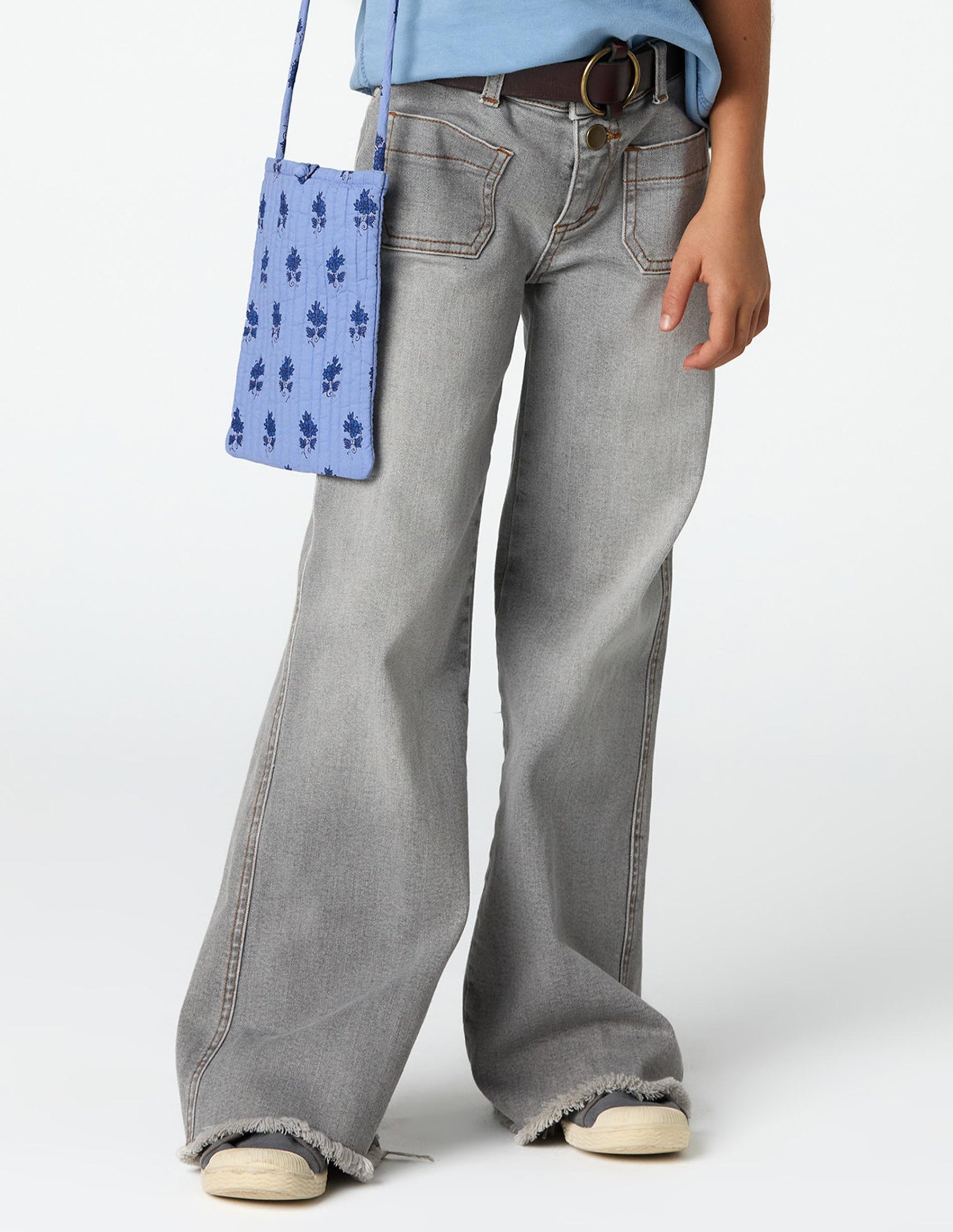 Gray denim cargo pants