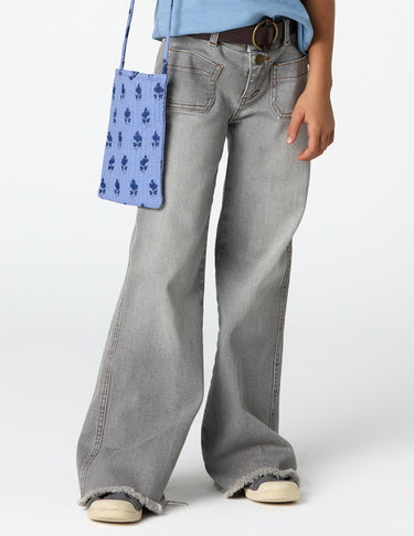 Gray denim cargo pants