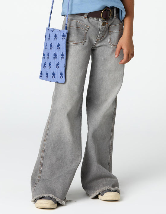 Gray denim cargo pants