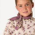 BOUQUET PLUM RUFFLE-SLEEVE YOKE SHIRT