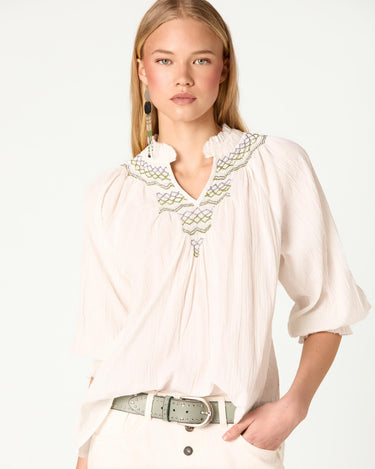 ECRU SHIRT GREEN HIVE