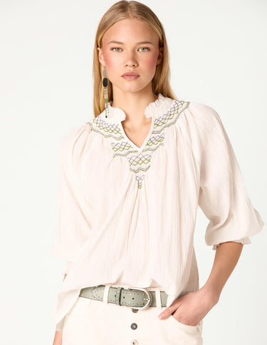 ECRU SHIRT GREEN HIVE